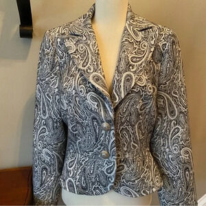 Trina Turk Grey Silver Paisley Jacket 8